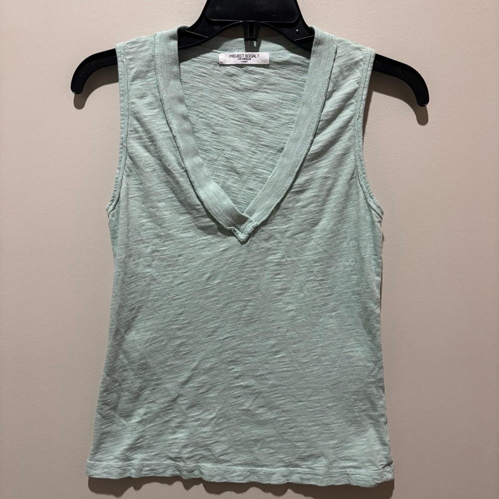Project Social T Light Green V-Neck Tank Top
